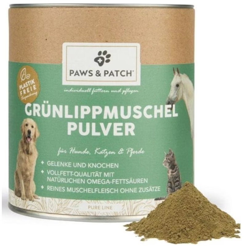 Paws & Patch Grünlippmuschel Pulver für Hunde, Katzen und Pferde (250g)