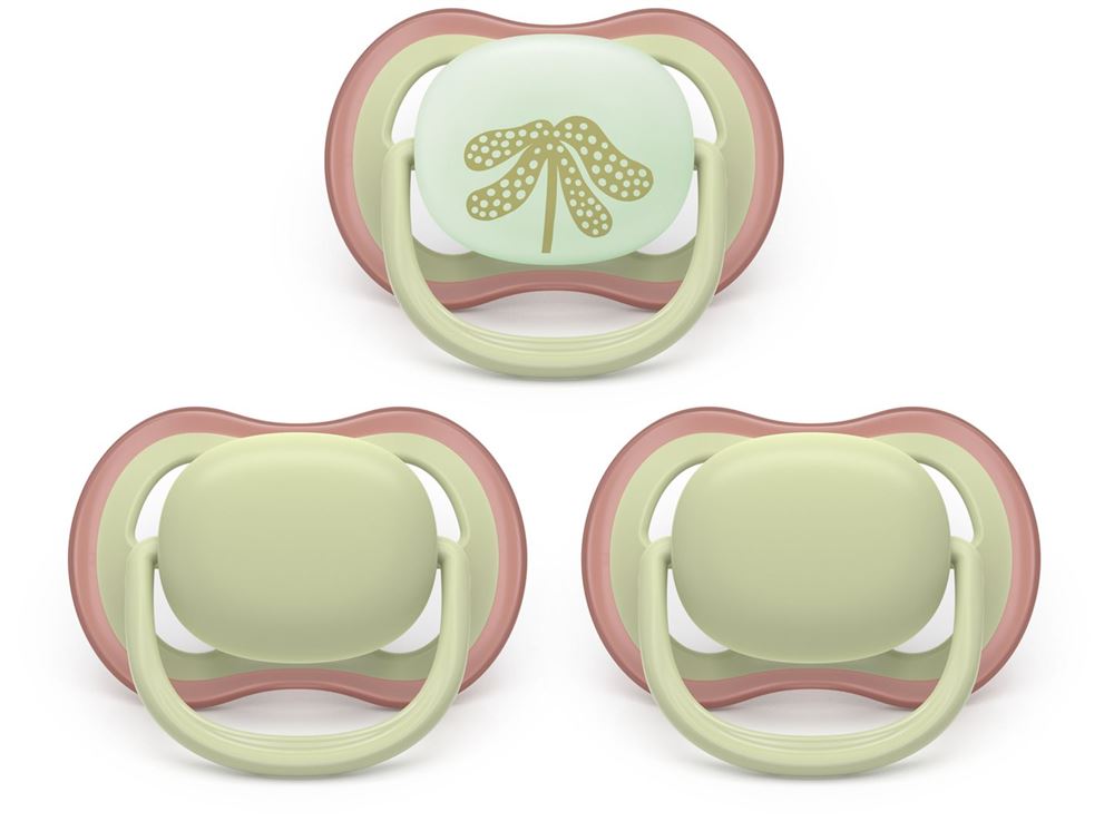 Philips Avent Ultra Air Day & Night Nuggi 6-18 Monate grün-beige/beige mit Blatt (3 Stk)
