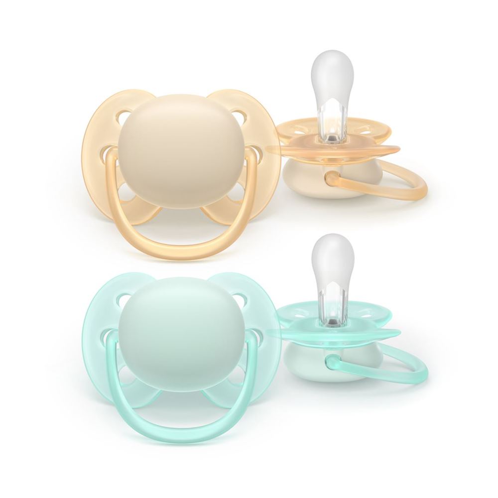 Philips Avent Ultra Soft Nuggi 0-6 Monate beige/hellblau (2 Stk)