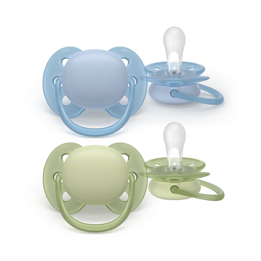 Philips Avent Ultra Soft Nuggi 0-6 Monate hellblau/grün (2 Stk)