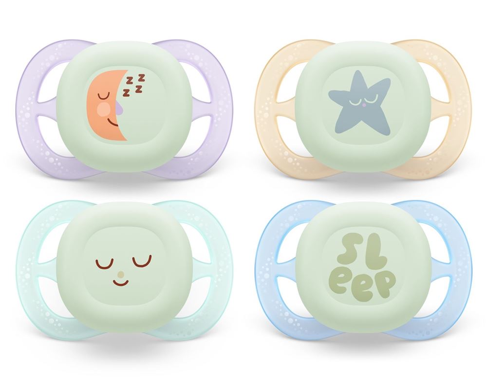 Philips Avent Ultra Start Night Nuggi 0-2 Monate Smiley/Sleep/Mond/Stern (4 Stk)