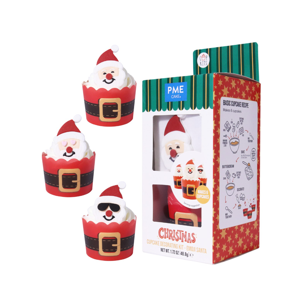 PME Cake Weihnachts Cupcake-Dekorationsset - Emoji Santa (6-teilig)
