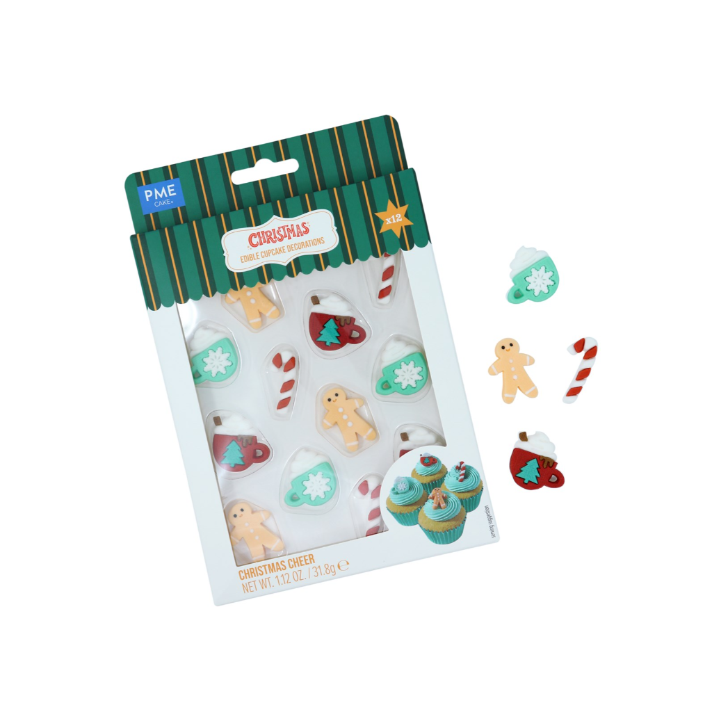PME Cake Weihnachts Essbare Zucker Tortenaufsatz - Weihnachtsfreude (12-teilig)