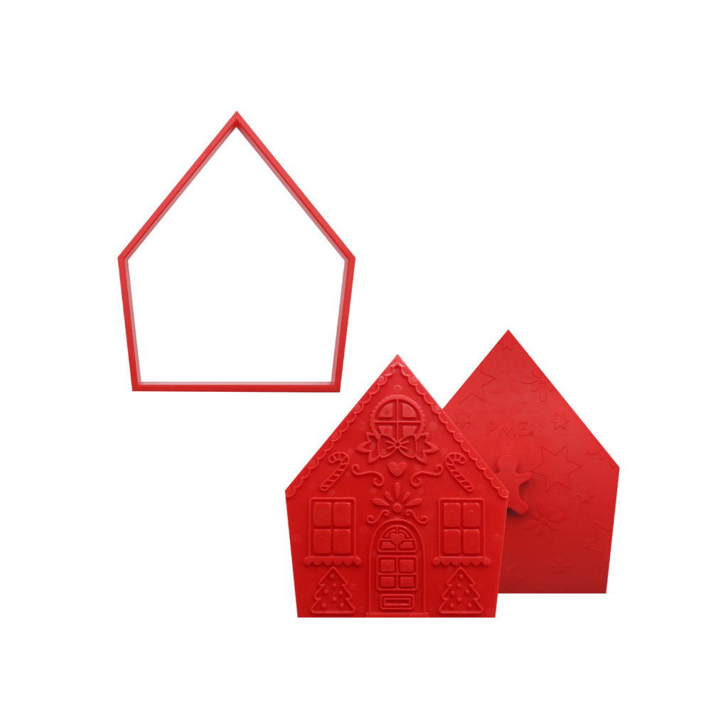 PME Cake Weihnachts-Keksausstecher und Stempel - Lebkuchenhaus (3-teilig)