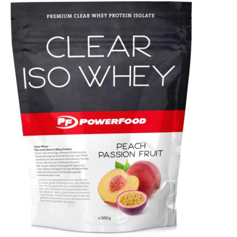 PowerFood Clear Iso Whey Pulver Peach Passion Fruit (500g)
