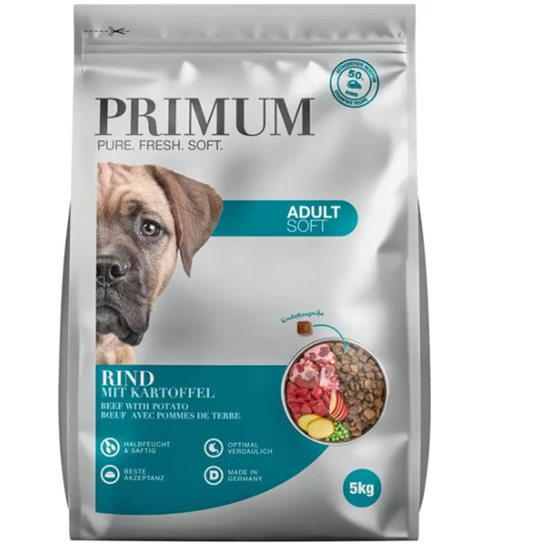 PRIMUM Soft Adult Rind mit Kartoffel, Trockenfutter für Hunde (5kg)