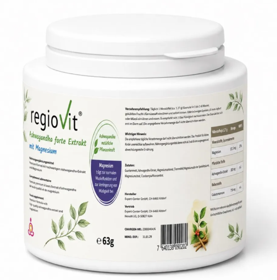 regiovit Ashwagandha forte Extrakt mit Magnesium Granulat (63g)