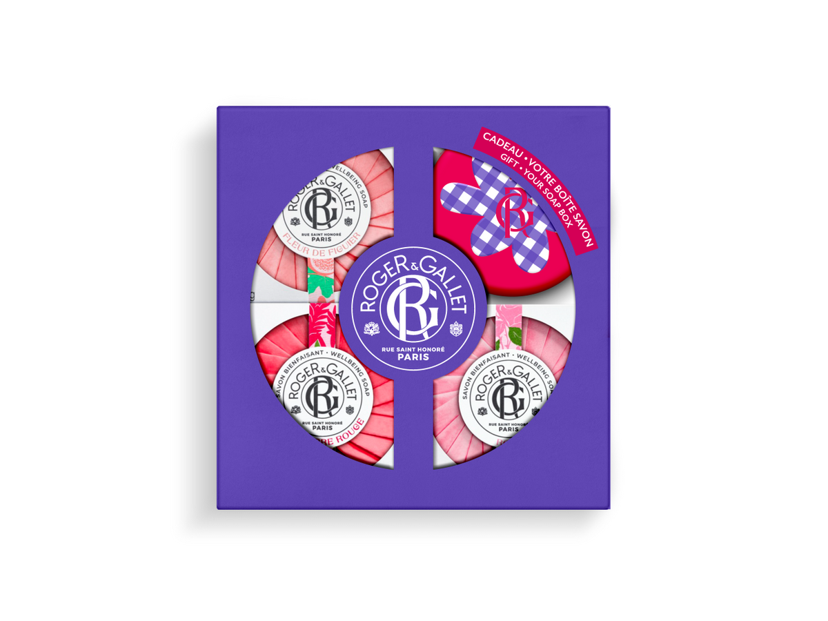 ROGER & GALLET Seifen Trio Geschenkset Fleur de Figuier, Gingembre Rouge, Rose (3 x 100g)