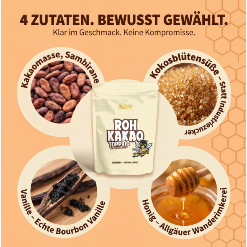 RoRoH Rohkakao Topping – Velvet Vanilla (250g)