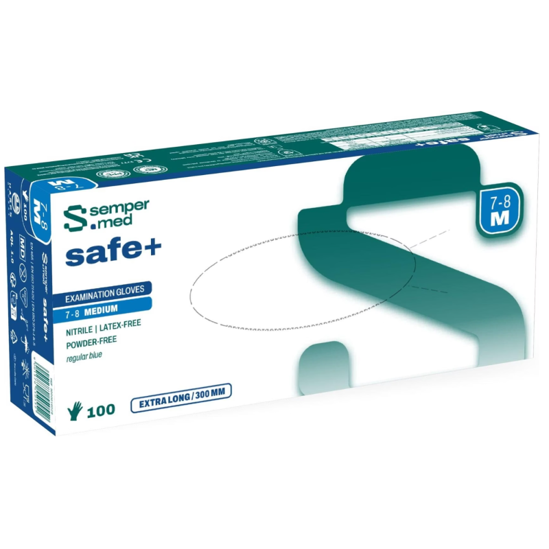 sempermed safe+ Nitril-Untersuchungshandschuh, Grösse M, steril, Handumfang 18-20cm (100 Stk)