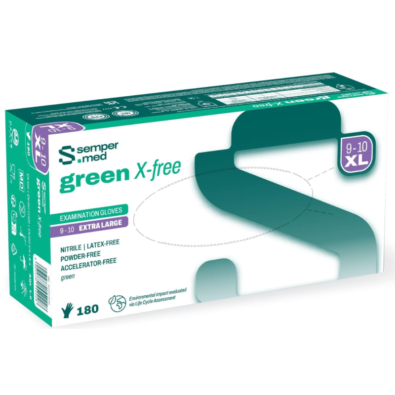 sempermed green X-free Nitril-Untersuchungshandschuh XL, Handumfang 23-25cm (180 Stk)