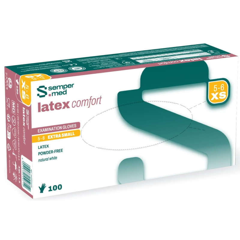 sempermed Latex Comfort Untersuchungshandschuhe, Grösse XS, steril, Handumfang 13-15cm (100 Stk)