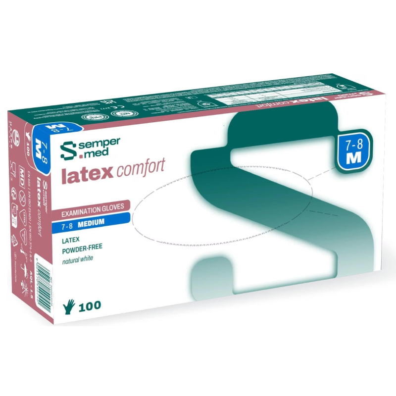 sempermed Latex Comfort Untersuchungshandschuhe, Grösse M, steril, Handumfang 18-20cm (100 Stk)