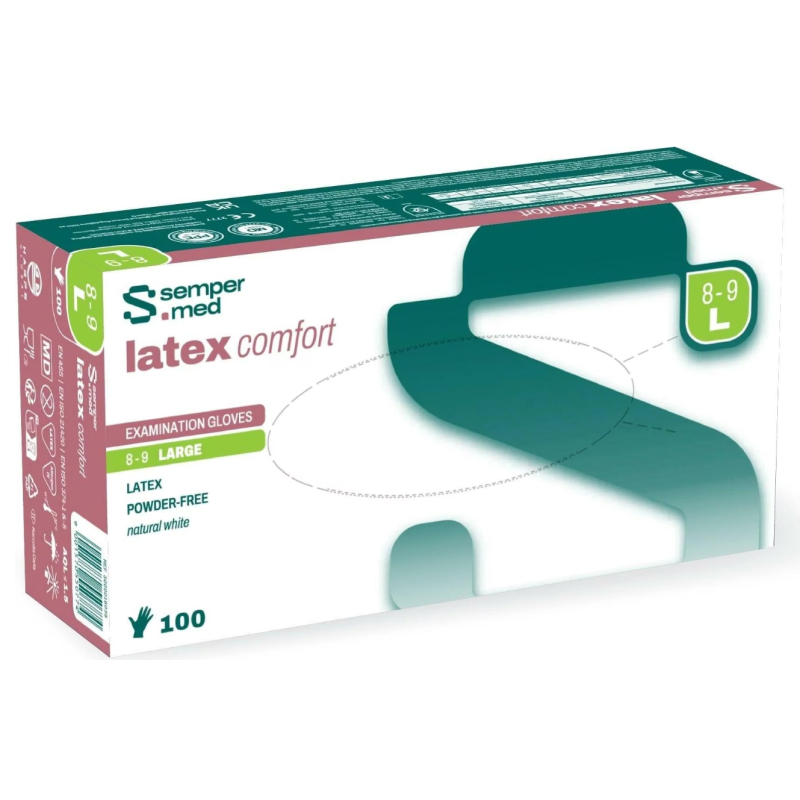 sempermed Latex Comfort Untersuchungshandschuhe, Grösse L, steril, Handumfang 20-23cm (100 Stk)