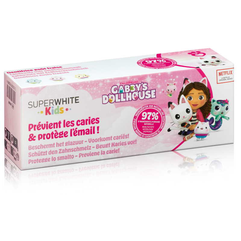 SUPERWHITE Kids Zahnpasta mit Erdbeergeschmack – Gabby's Dollhouse (50ml)