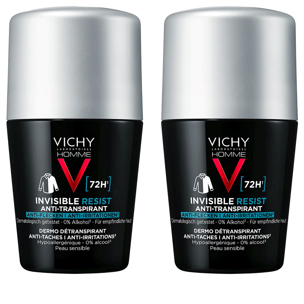 VICHY Men Deo 72H Invisible Roll-on (2 x 50ml)