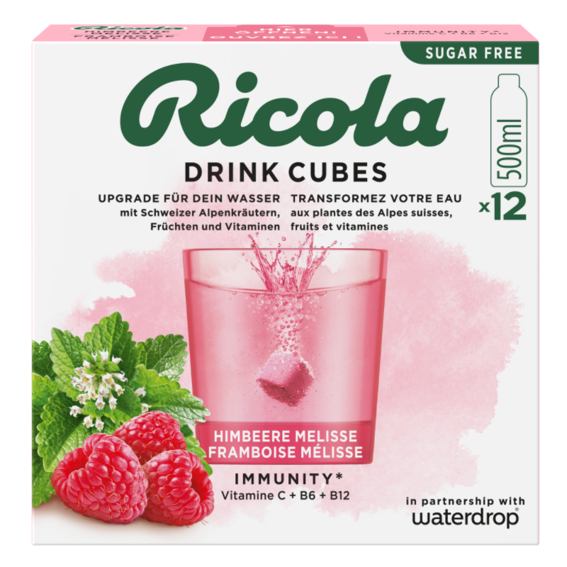 waterdrop x Ricola Drink Cubes Himbeer Melisse (12 Stk)