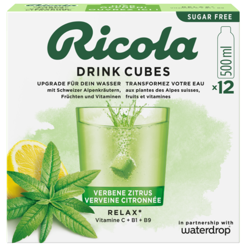 waterdrop x Ricola Drink Cubes Verbene Zitrus (12 Stk)
