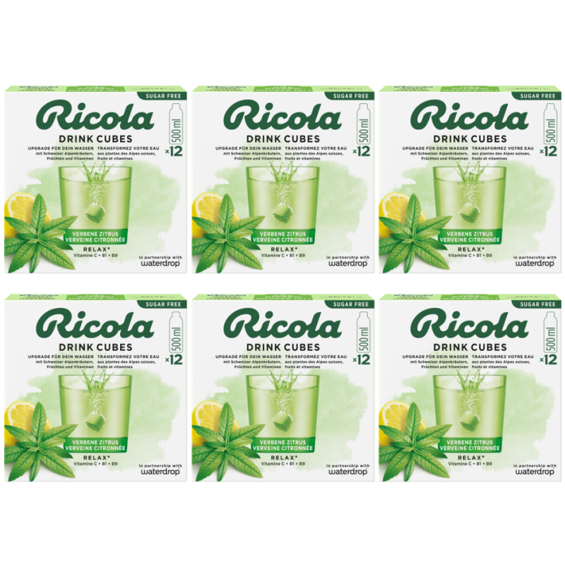 waterdrop x Ricola Drink Cubes Verbene Zitrus (6x12 Stk)