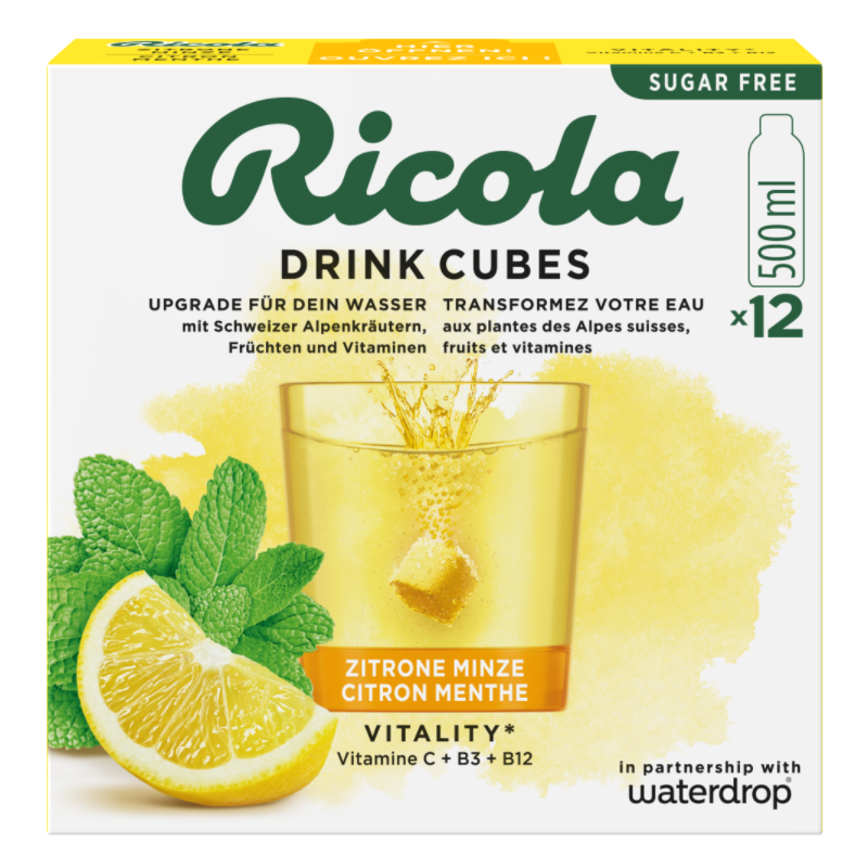 waterdrop x Ricola Drink Cubes Zitrone Minze (12 Stk)