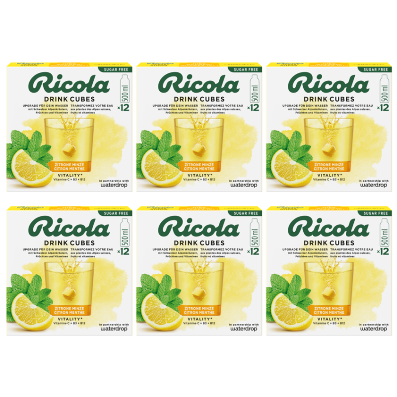 waterdrop x Ricola Drink Cubes Zitrone Minze (6x12 Stk)