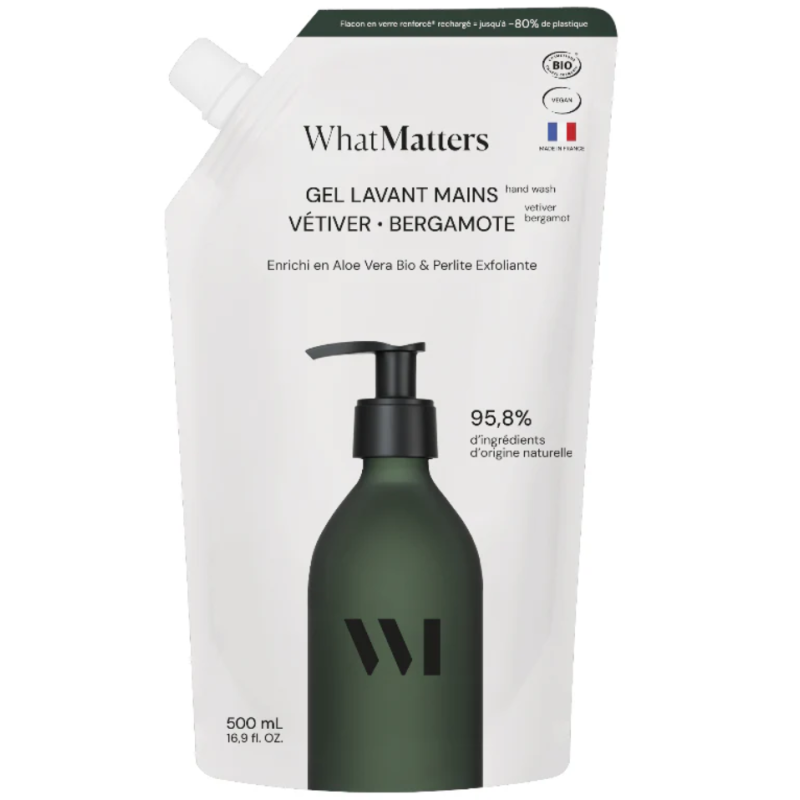 What Matters Vetiver-Bergamotte Peeling-Handwaschgel Eco-Nachfüllpackung (500ml)