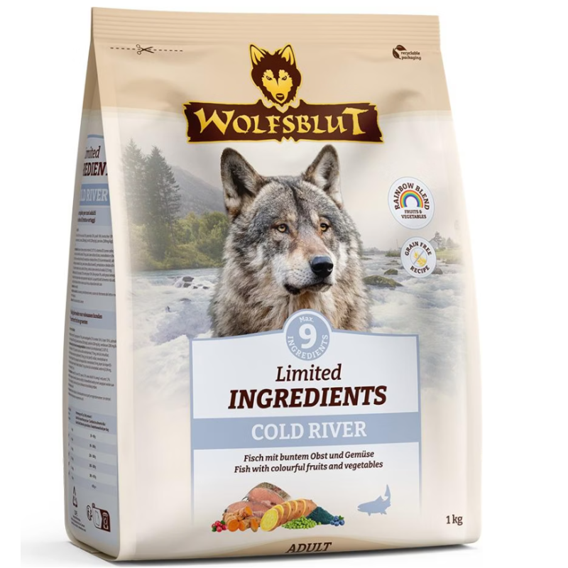 Wolfsblut Limited Ingredients Adult Cold River, Trockenfutter für Hunde (1kg)
