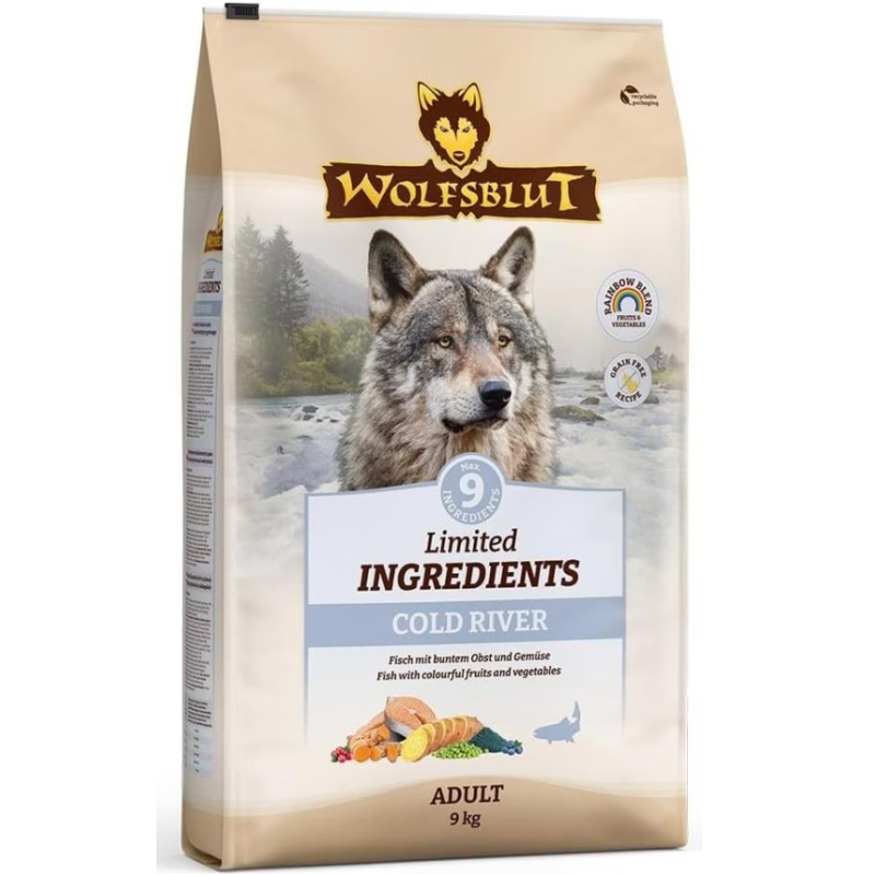 Wolfsblut Limited Ingredients Adult Cold River, Trockenfutter für Hunde (9kg)