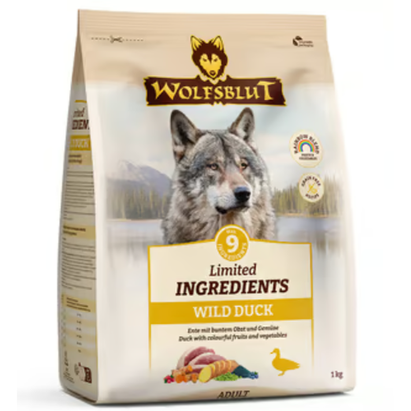 Wolfsblut Limited Ingredients Adult Wild Duck, Trockenfutter für Hunde (1kg)
