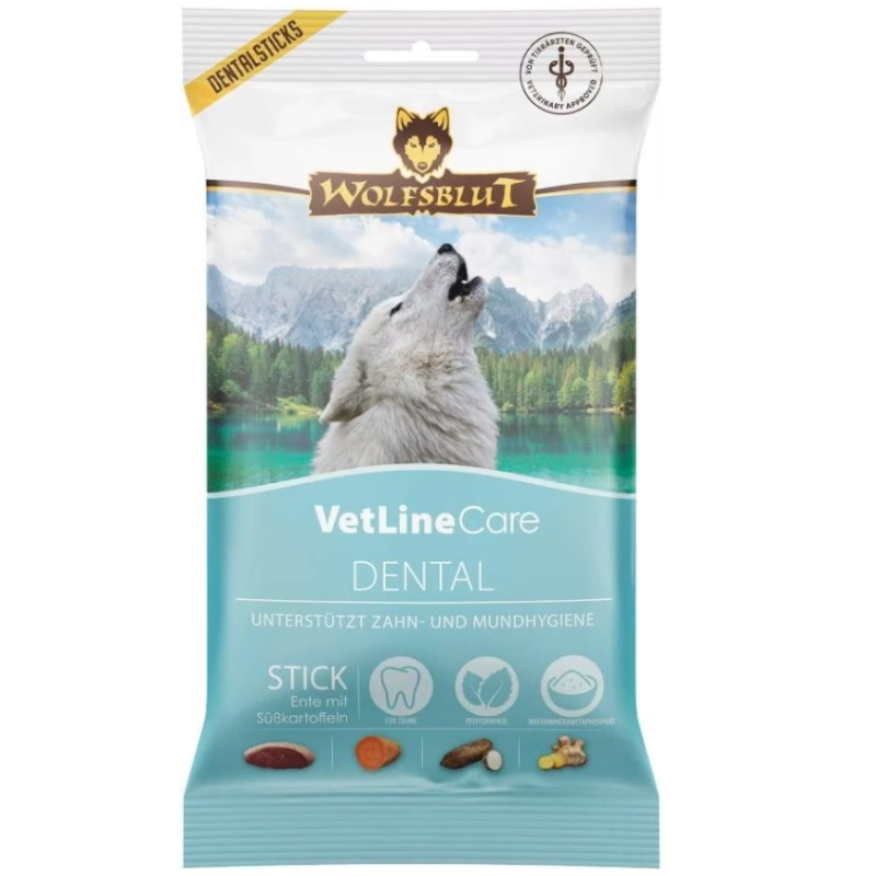 Wolfsblut VetLine Dental Sticks Hunde-Snack, Ente mit Süsskartoffeln (8x180g)