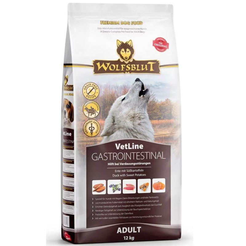 Wolfsblut VetLine Gastrointestinal Hunde-Trockenfutter, Ente mit Süsskartoffel (12kg)