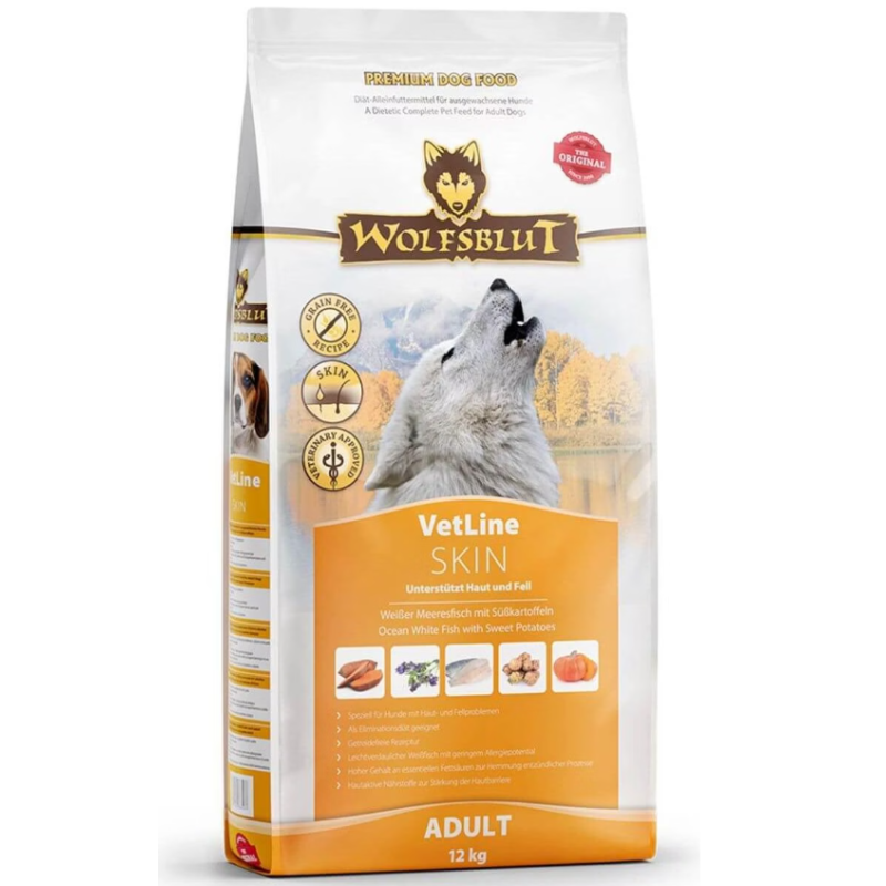 Wolfsblut VetLine Skin Hunde-Trockenfutter, Meeresfisch mit Süsskartoffeln (12kg)