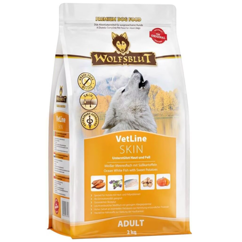 Wolfsblut VetLine Skin Hunde-Trockenfutter, Meeresfisch mit Süsskartoffeln (2kg)