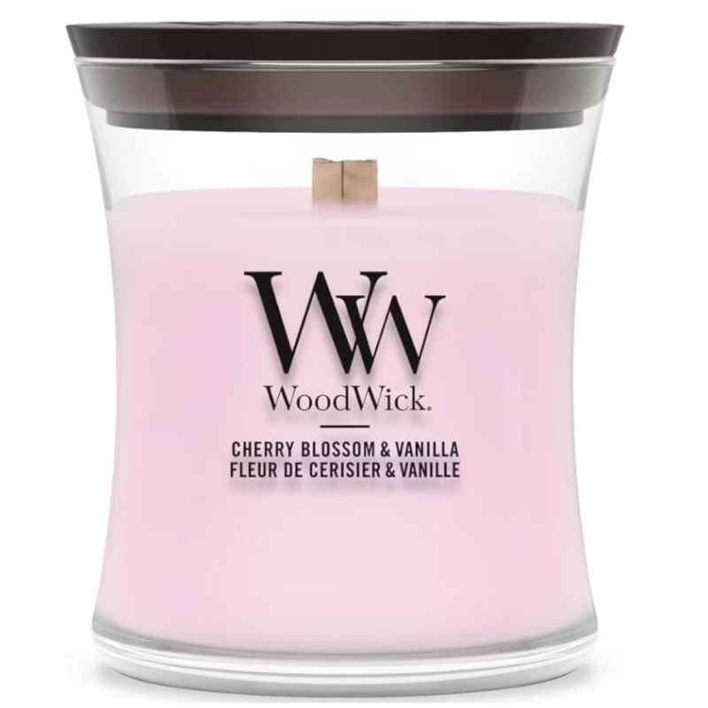WoodWick Cherry Blossom & Vanilla Duftkerze (85g)